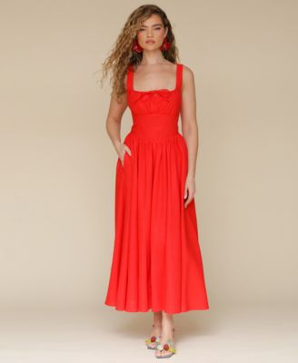 Women's Solid Drop-Waist Midi Dress
