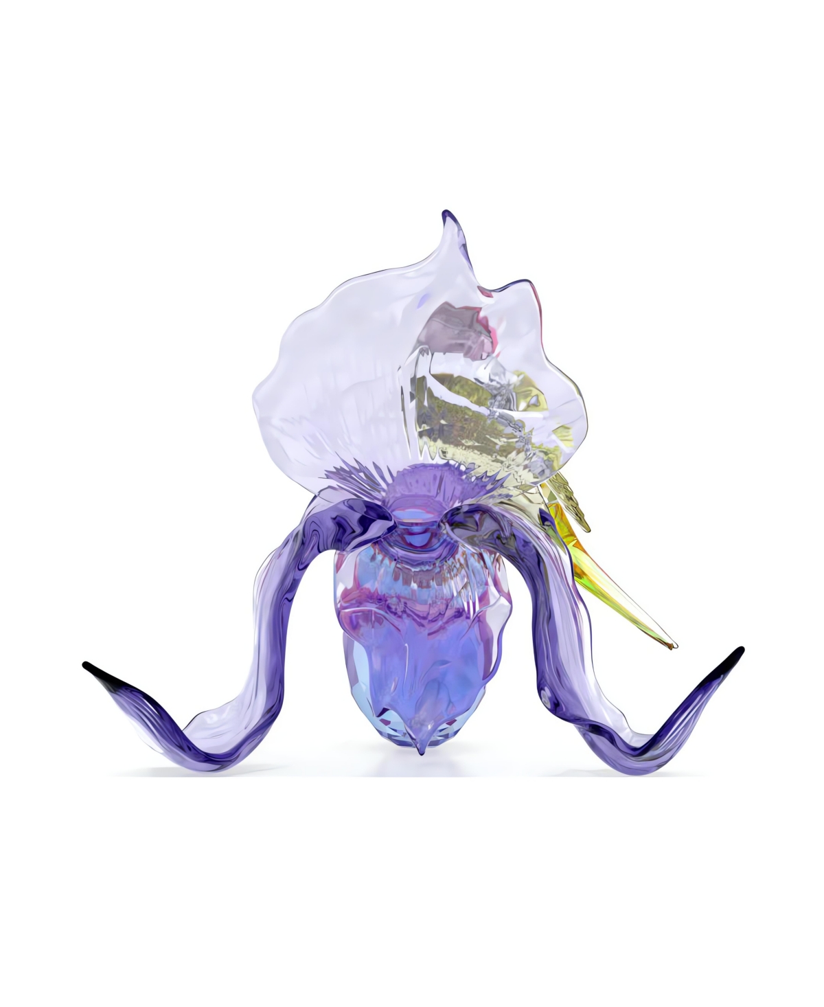 Swarovski Idyllia Gouldian Finch And Orchid Figurine In Purple