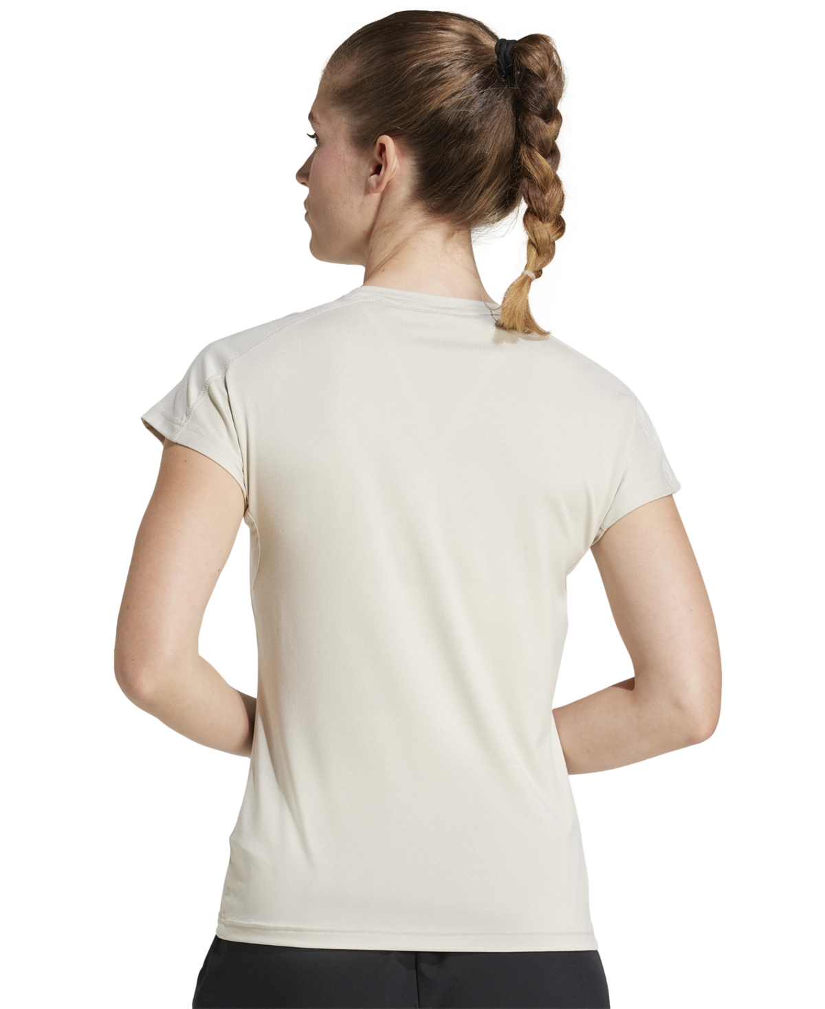 Adidas Originals Women's Training Moisture-wicking Logo V-neck T-shirt In Wonder Alumina,white