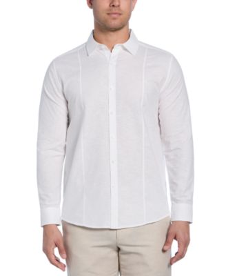 Cubavera - Men's Big & Tall Linen Blend Tuck Panel Long Sleeve Button-Down Shirt