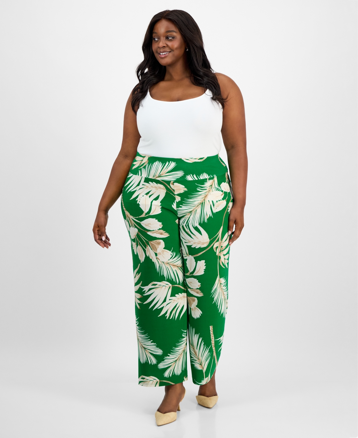 Anne Klein Plus Size Pull-on High-rise Palazzo Pants