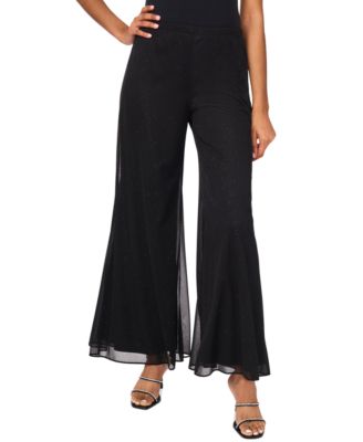 Petite Mesh Glitter Overlay Pants