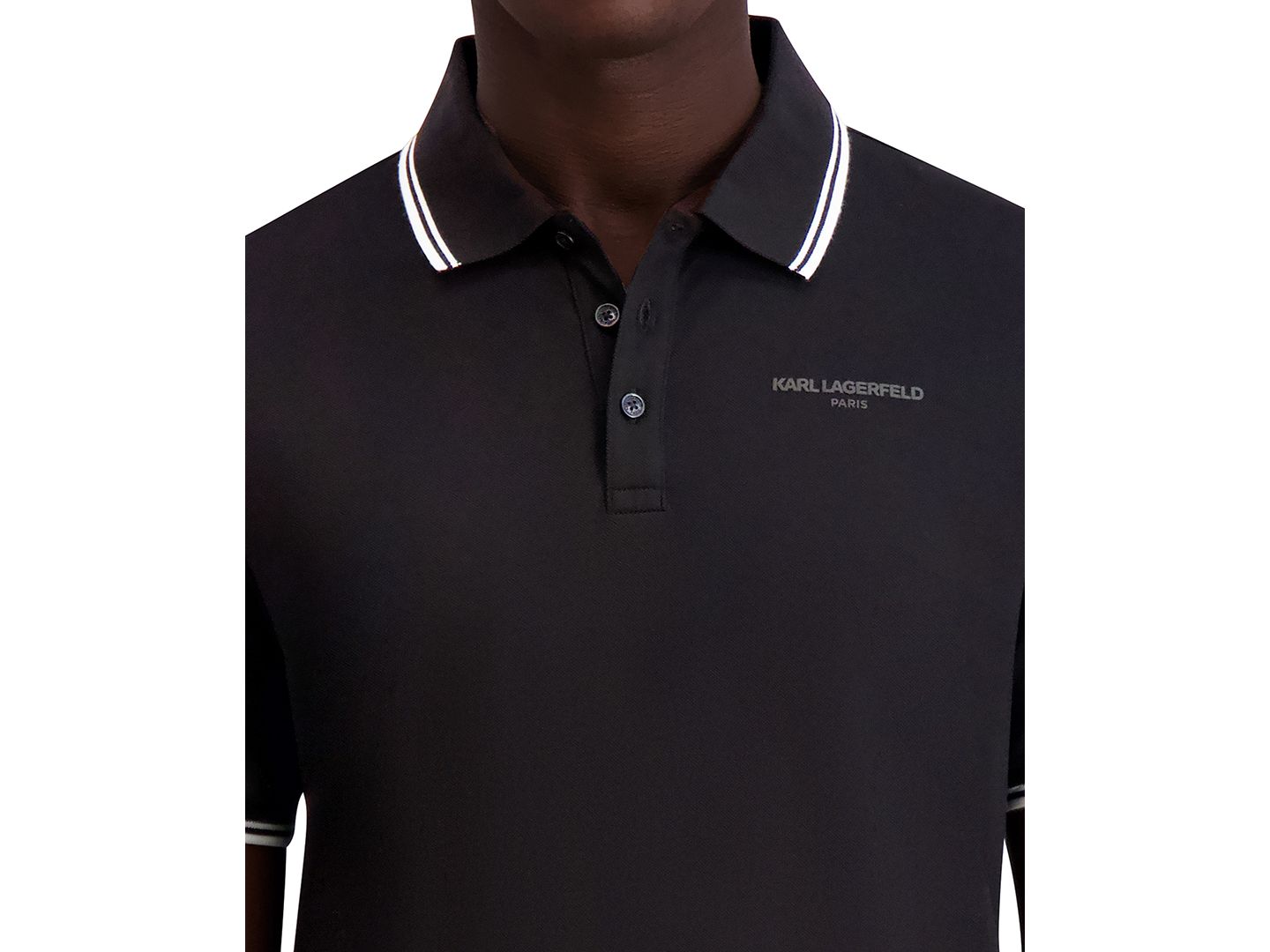 Мужское поло KARL LAGERFELD PARIS Regular-Fit Tipped Polo Shirt, цвет: Чёрный — фото 3