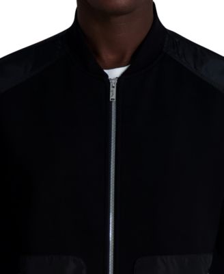 Men's Relaxed Fit Zip-Front Mixed-Media Bomber Jacket