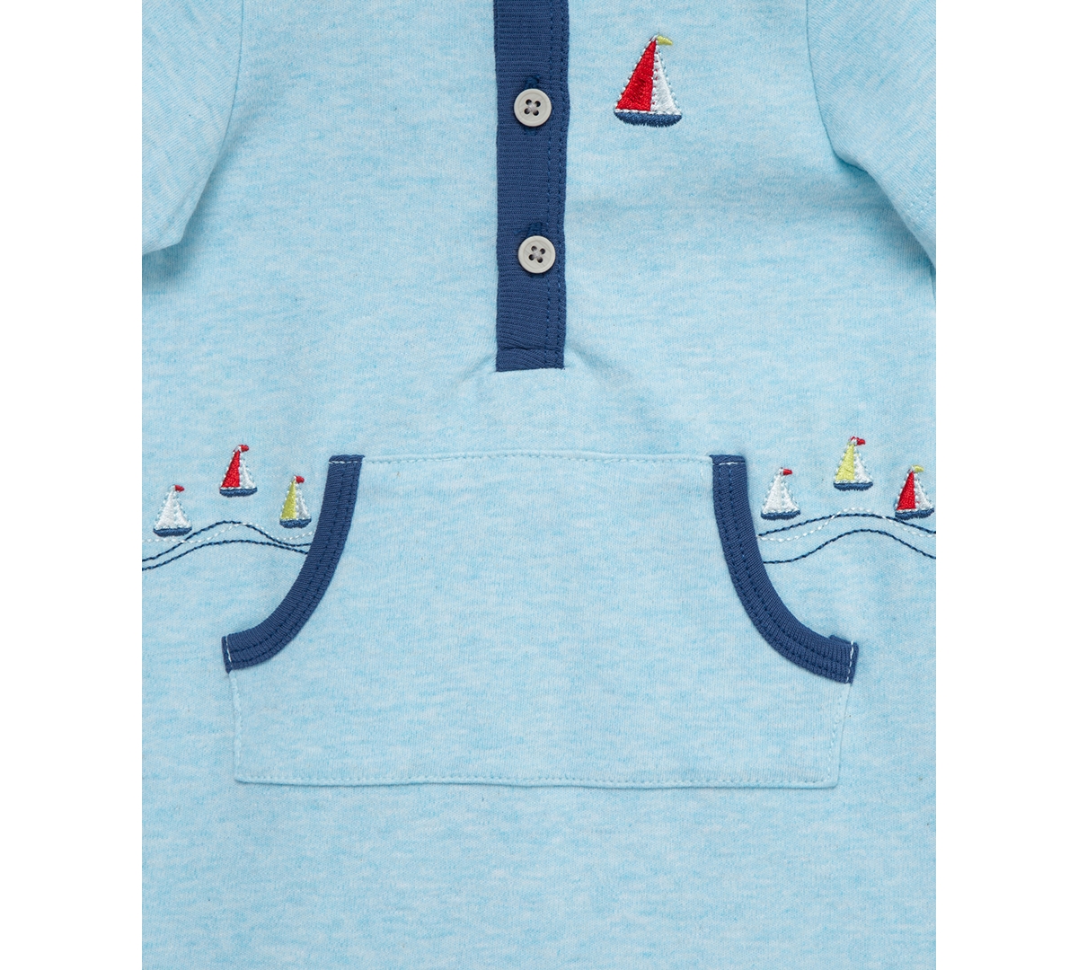 Little Me Baby Boys Breezy Cotton Hooded Romper In Blue