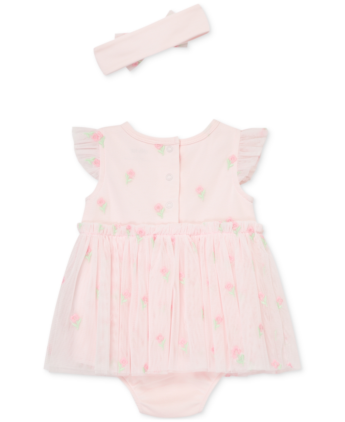 Shop Little Me Baby Girls 2-pc. Flowers Popover Bodysuit & Headband Set In Light Pink