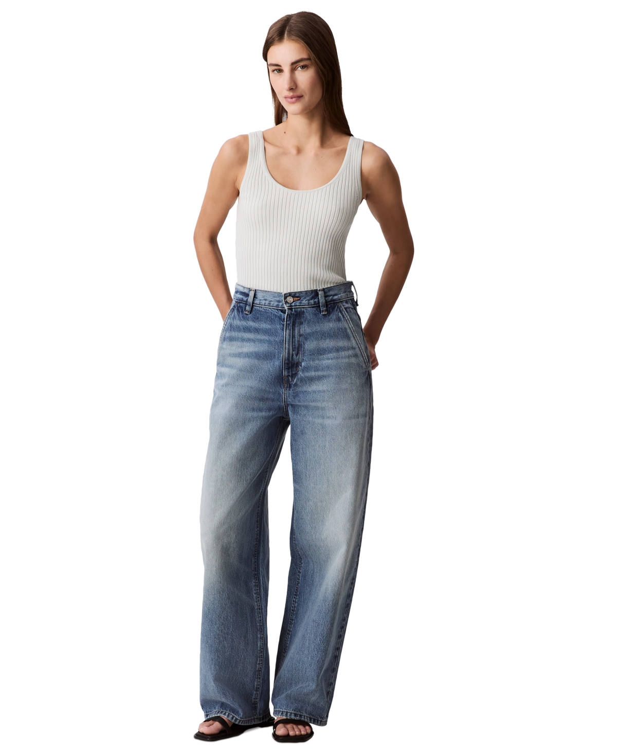 Women's High Rise Barrel-Leg Rigid Jeans - Gold Dust