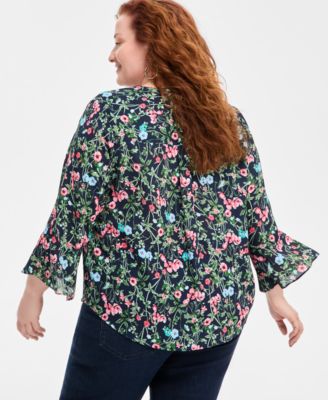 売れ筋商品|||スタイルアンドコー カットソー トップス レディース Plus Size Printed Pintuck Top, Exclusively at Macy's Disty Bright White Style & Co Plus Size Printed Pintuck Top, Exclusively at
