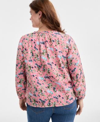 Plus Size Floral-Print Blouse, Exclusively at Macy's