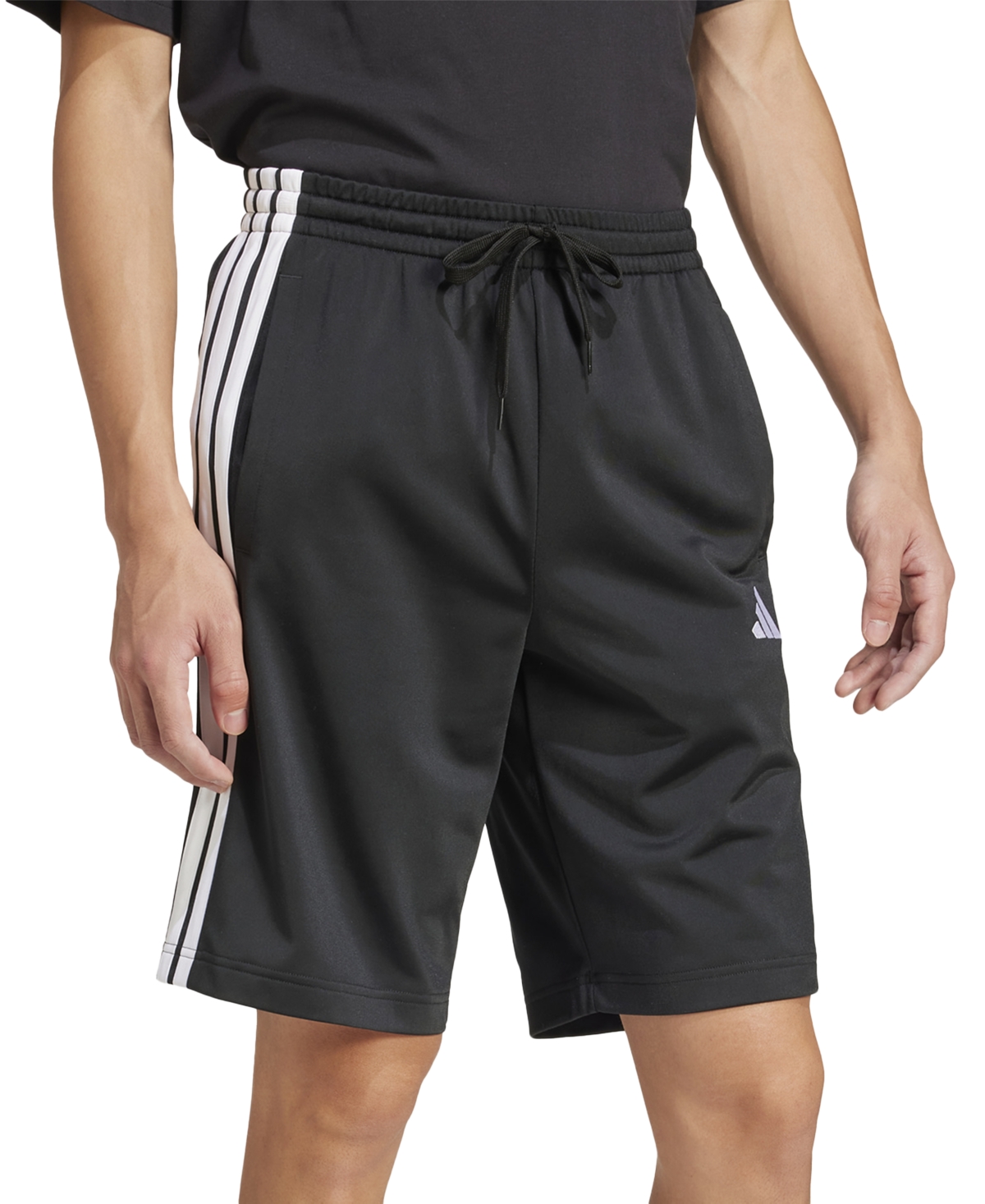 Adidas Originals Adidas Men's 3-stripes 10" Fleece Shorts In Black,wht
