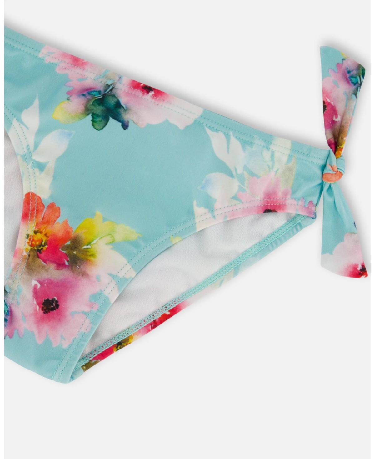 Deux par Deux Girls Printed Two-Piece Swimsuit Turquoise And Pink Flowers