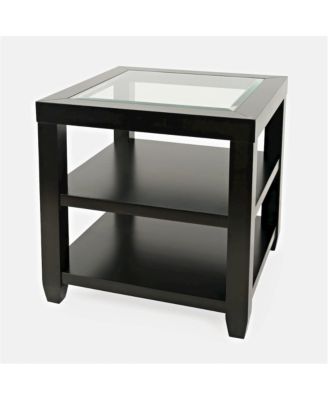 Urban Icon Contemporary Glass Inlay End Table with Storage
