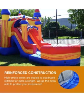 Superhero Bounce House Water Slide Combo with Pool (Blower Included), for Kids and Adults, Wet Dry Use, Tunnel Entrance, Basketball Hoop, Outdoor Indoor