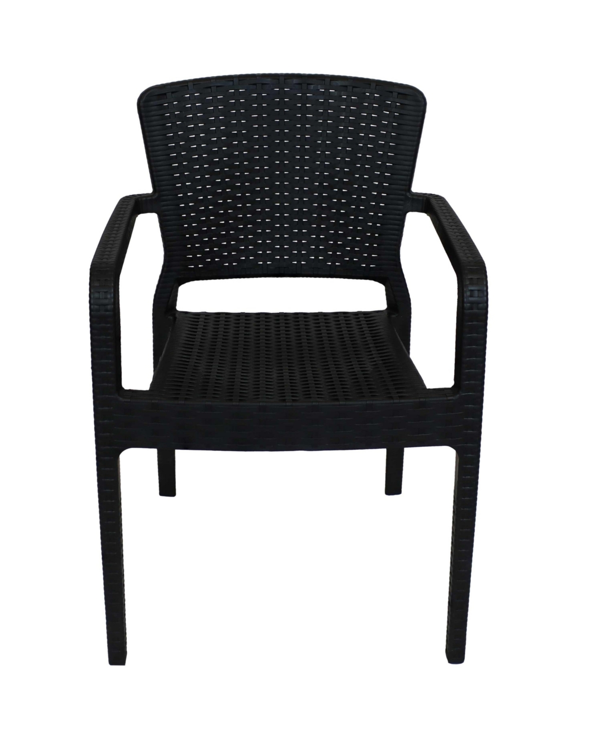 Faux Wicker Rattan Design Plastic All-Weather Commercial-Grade Segonia Indoor/Outdoor Patio Dining Arm Chair