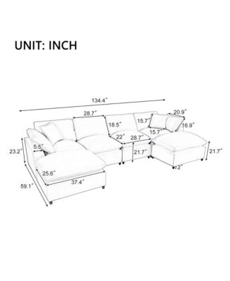 Modern Large U-Shape Sectional Sofa, 2 Large Chaise with Removable Ottomans for Living Room
