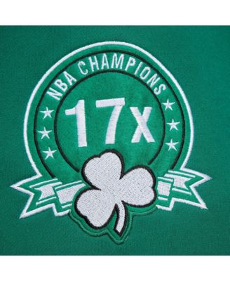 Men's Kelly Green Boston Celtics Chainstitch Applique Vintage Heavyweight Pullover Hoodie