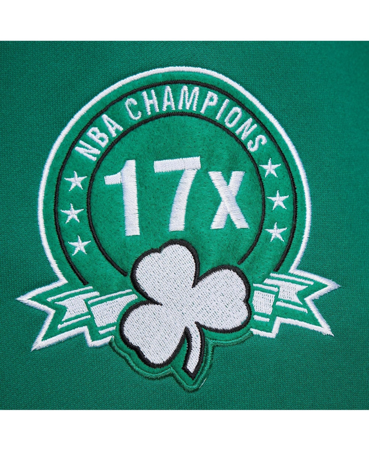 Mitchell & Ness Men's Kelly Green Boston Celtics Chainstitch Applique Vintage Heavyweight Pullover Hoodie In Kelly Green