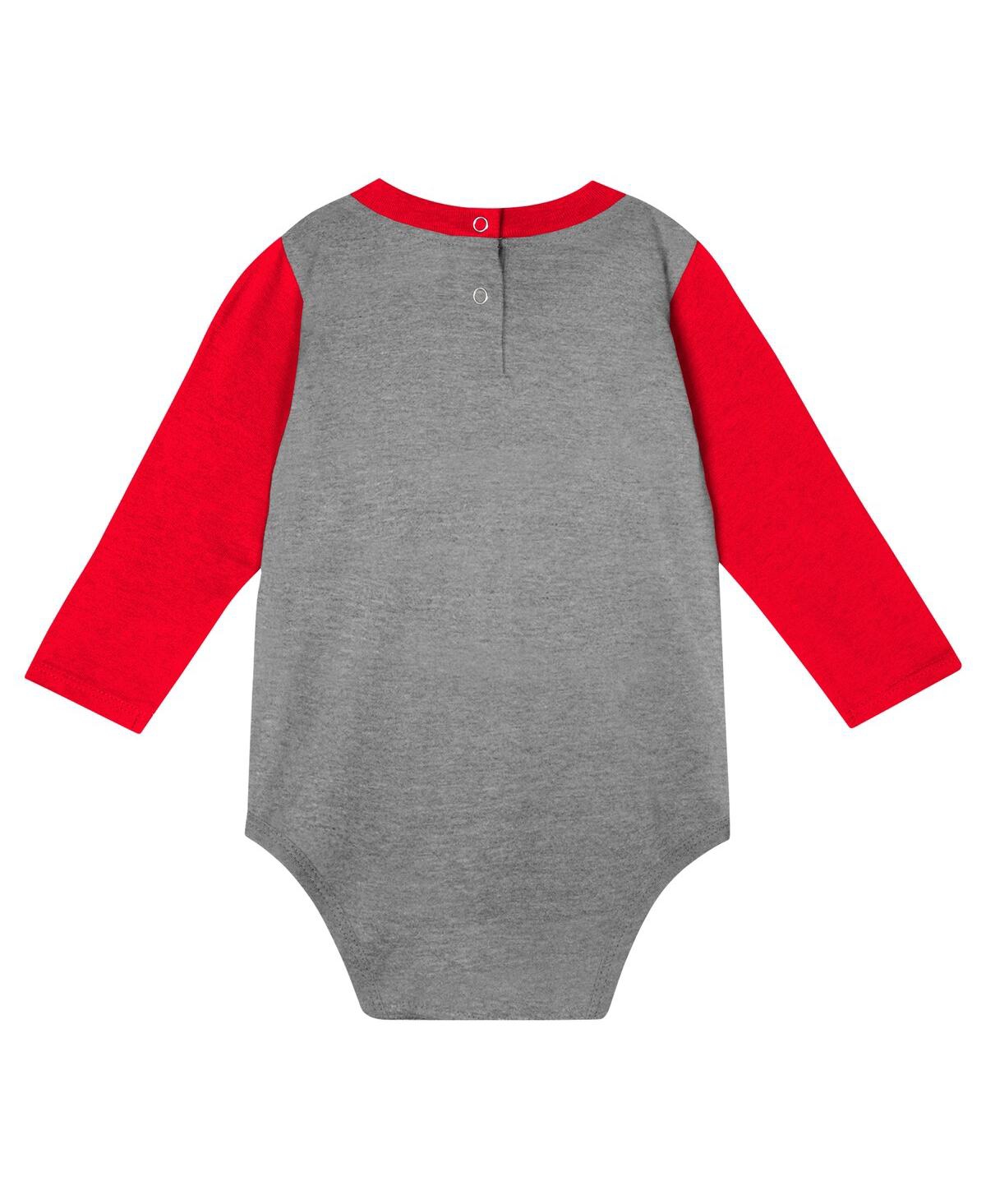 Outerstuff Baby Boys And Girls Scarlet Ohio State Buckeyes Double Up Long Sleeve Bodysuit Pant Set In Scarlet