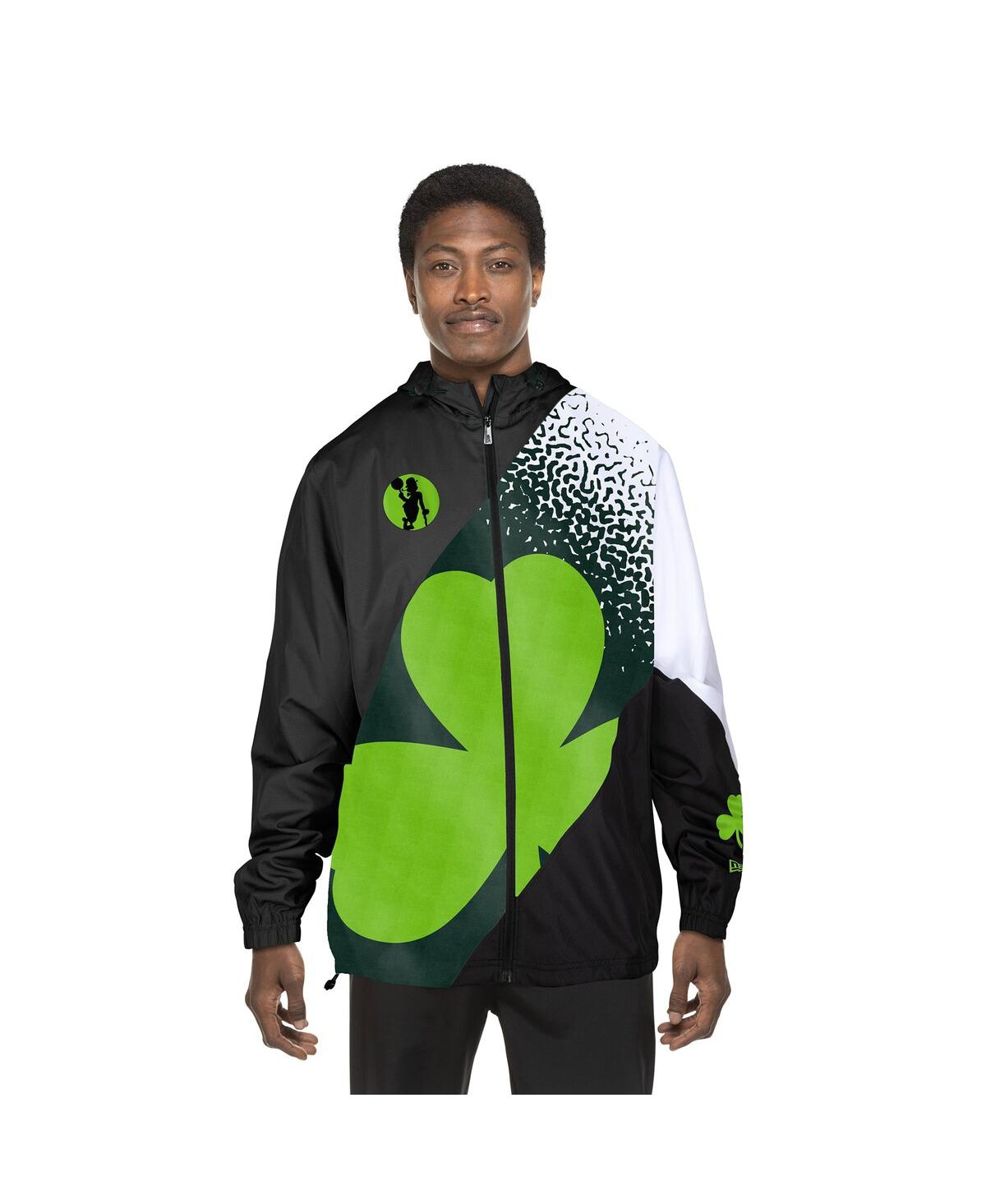 NEW ERA MEN'S BLACK BOSTON CELTICS 2024/25 CITY EDITION FULL-ZIP WINDBREAKER JACKET 