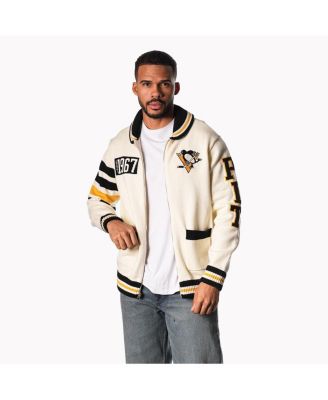 Men's and Women's Cream Pittsburgh Penguins Jacquard Full-Zip Sweater