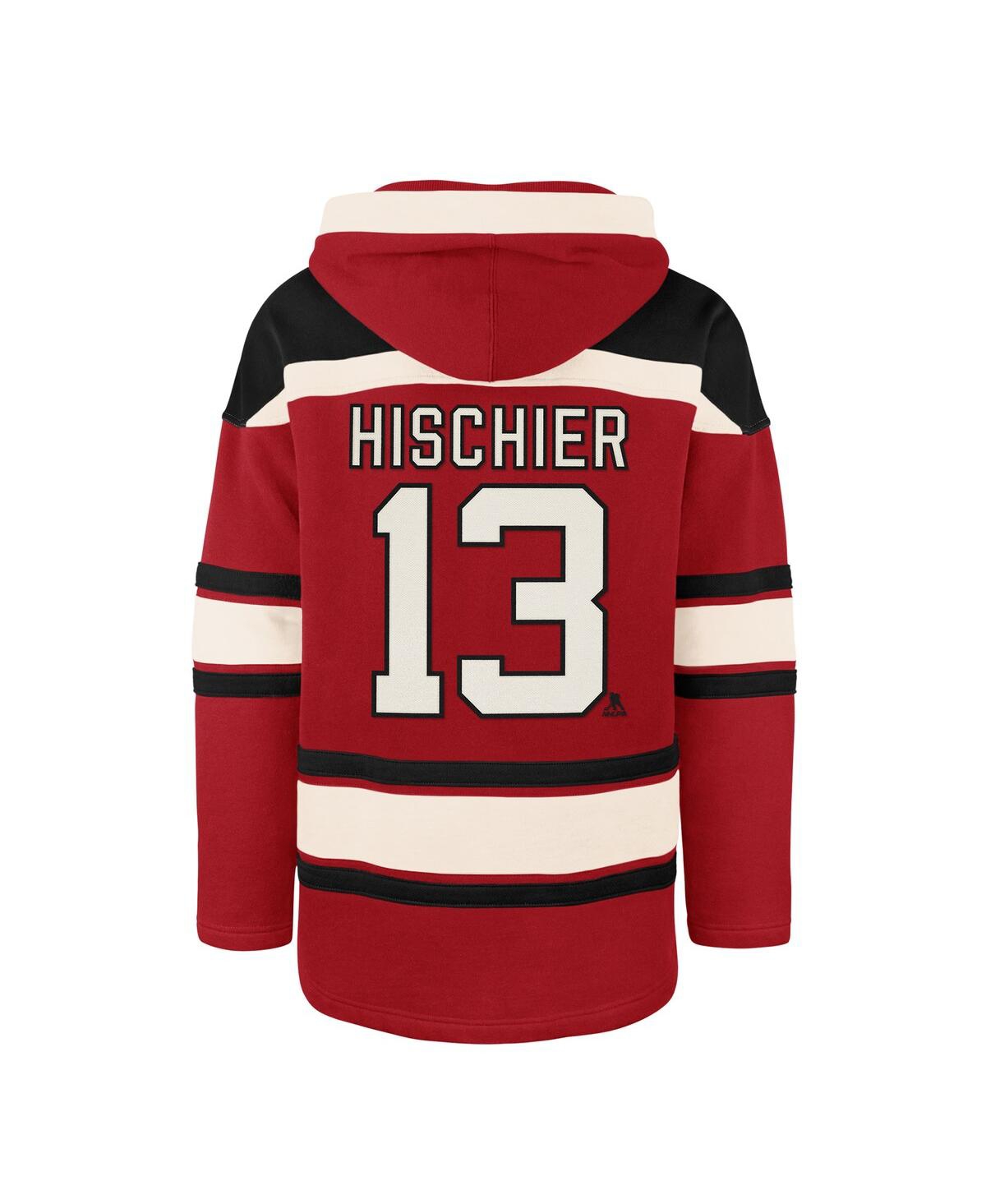 47 Brand Men's Nico Hischier Red New Jersey Devils Player Name Number Lacer Pullover Hoodie In Red