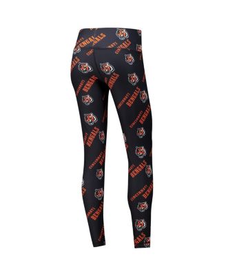 Women's Black Cincinnati Bengals Breakthrough Allover Print Knit Sleep Leggings