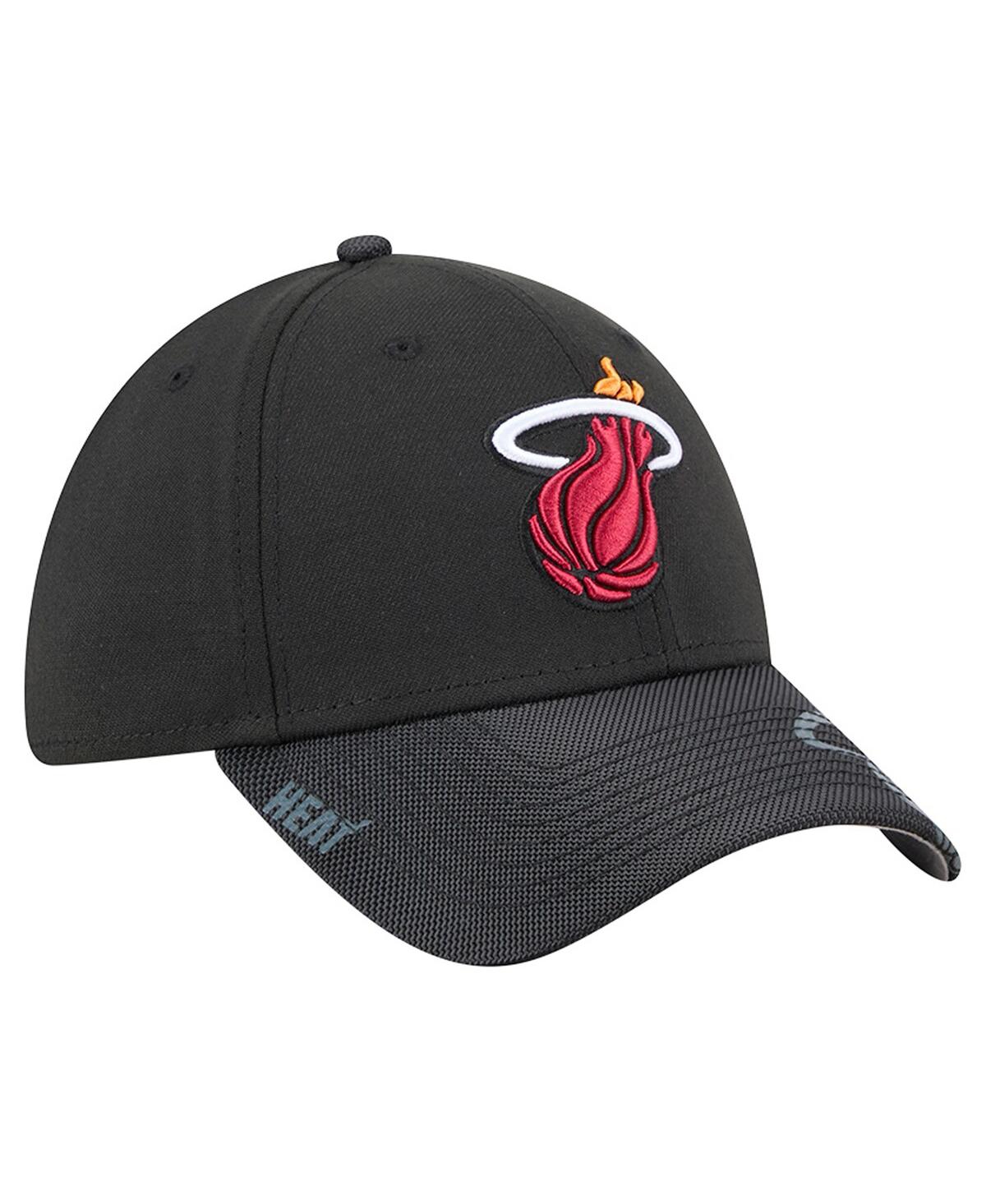 NEW ERA MEN'S BLACK MIAMI HEAT SPORT NIGHT 39THIRTY FLEX HAT 