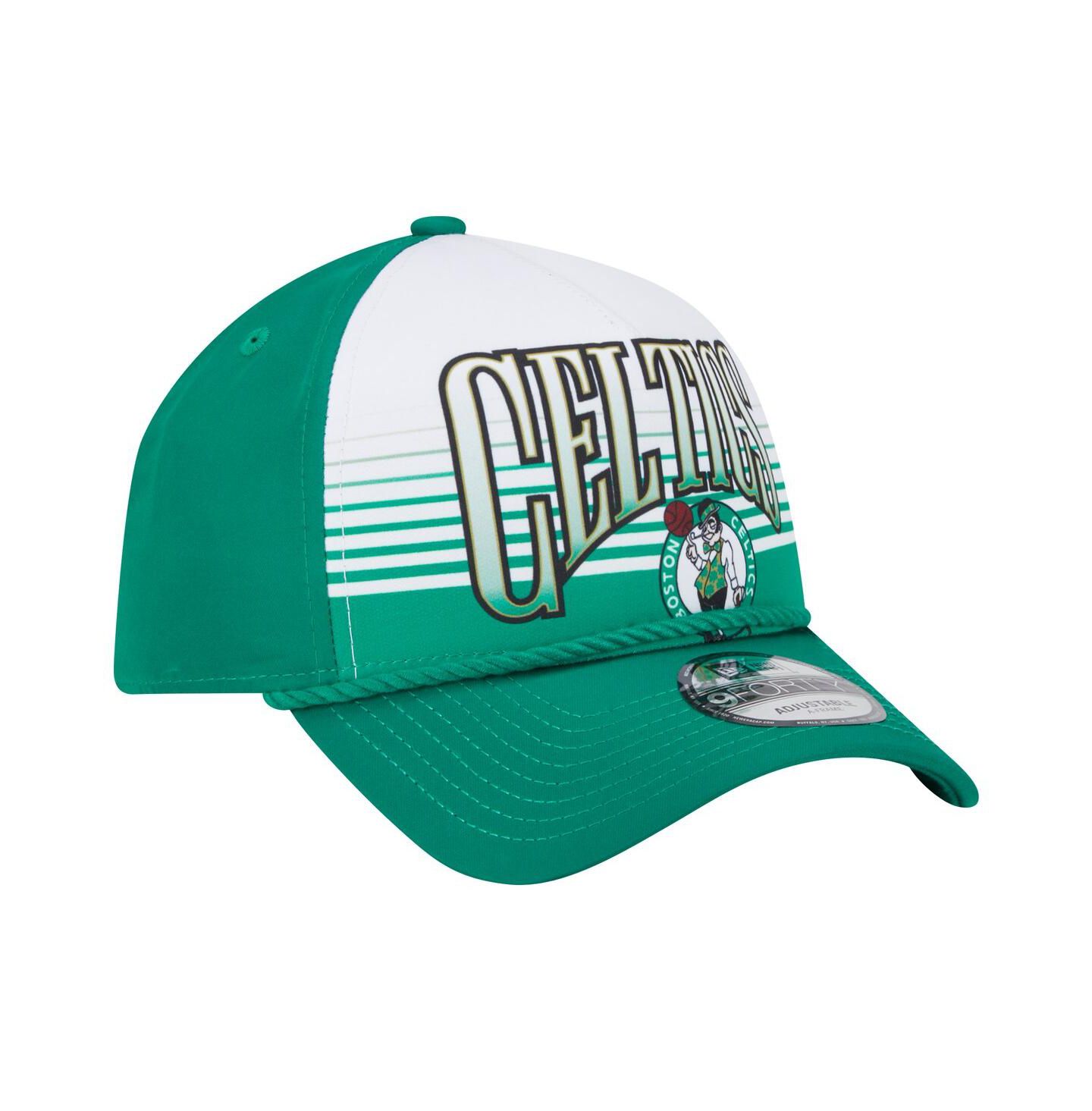 Мужская кепка New Era Kelly Green Boston Celtics Throwback Gradient A-Frame 9FORTY Adjustable Hat — фото 4