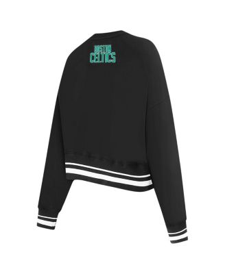 Women's Black Boston Celtics Area Code Cropped Pullover Sweatshirt