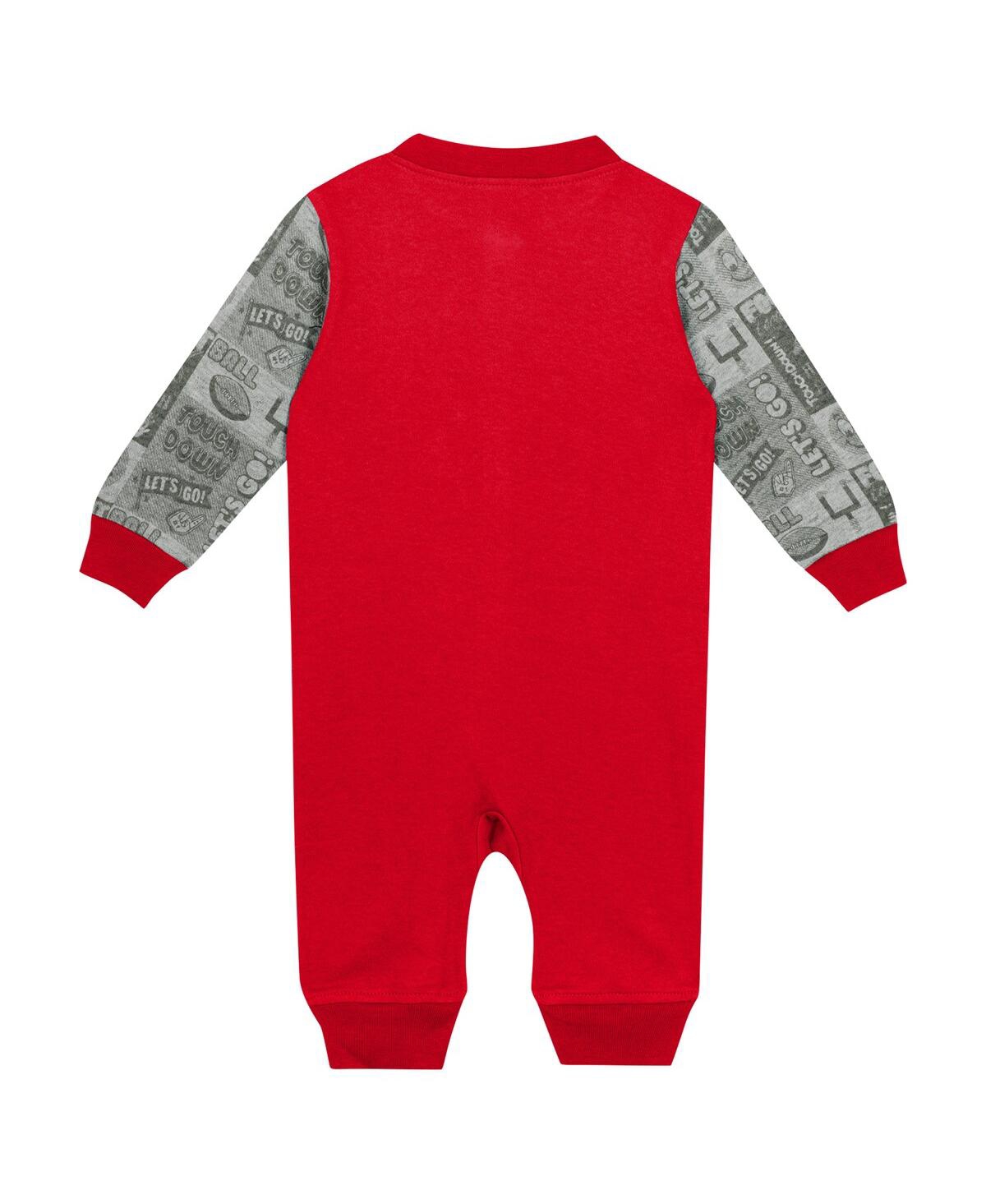 Outerstuff Baby Boys And Girls Scarlet Ohio State Buckeyes Playbook Colorblock Long Sleeve Coveralls In Scarlet
