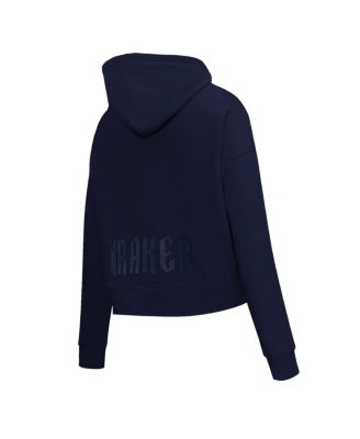 Women's Deep Sea Blue Seattle Kraken Jewels Cropped Pullover Hoodie