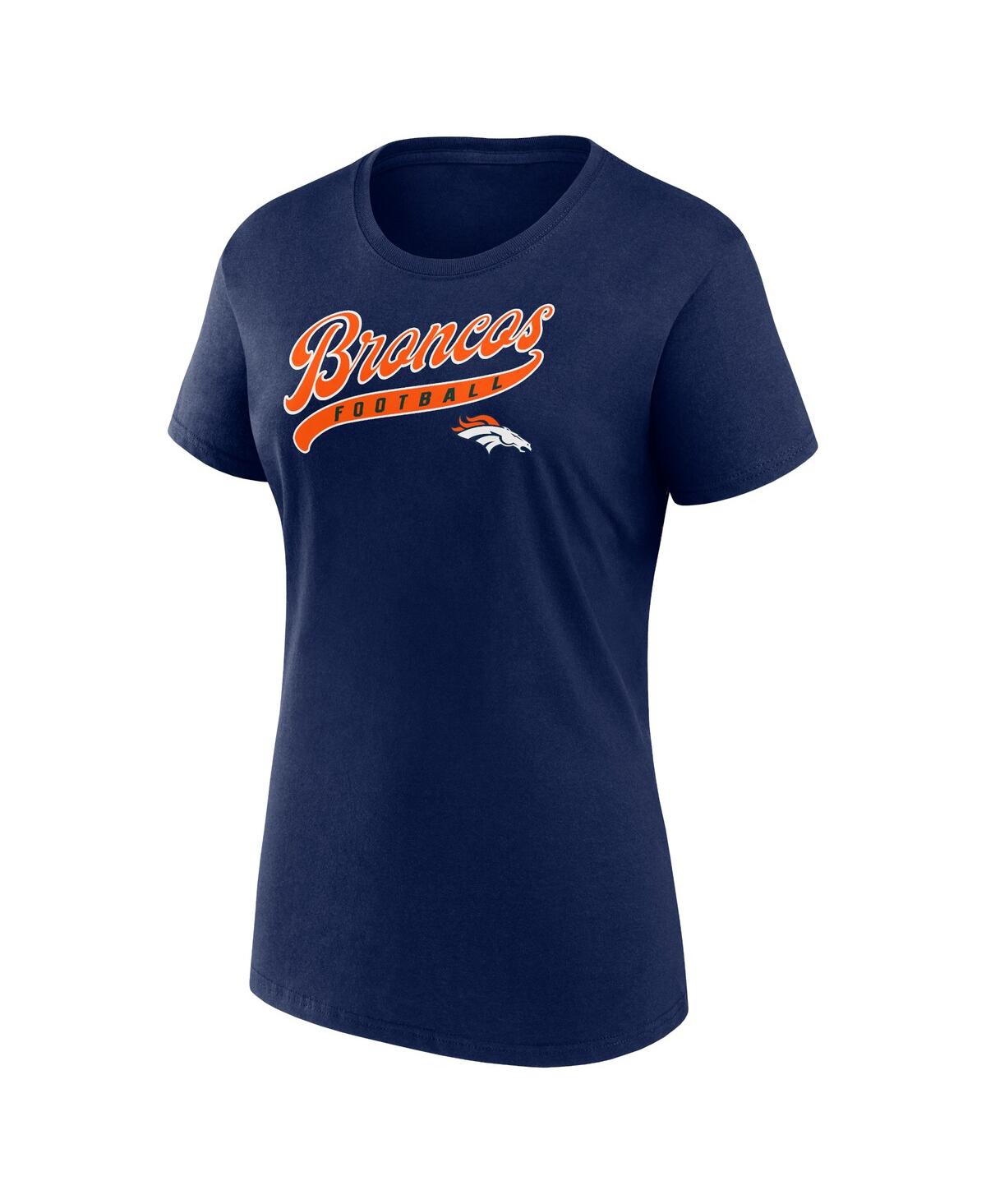 Fanatics Women's Navy Denver Broncos Start To Finish T-shirt Shorts Combo Pack In Navy