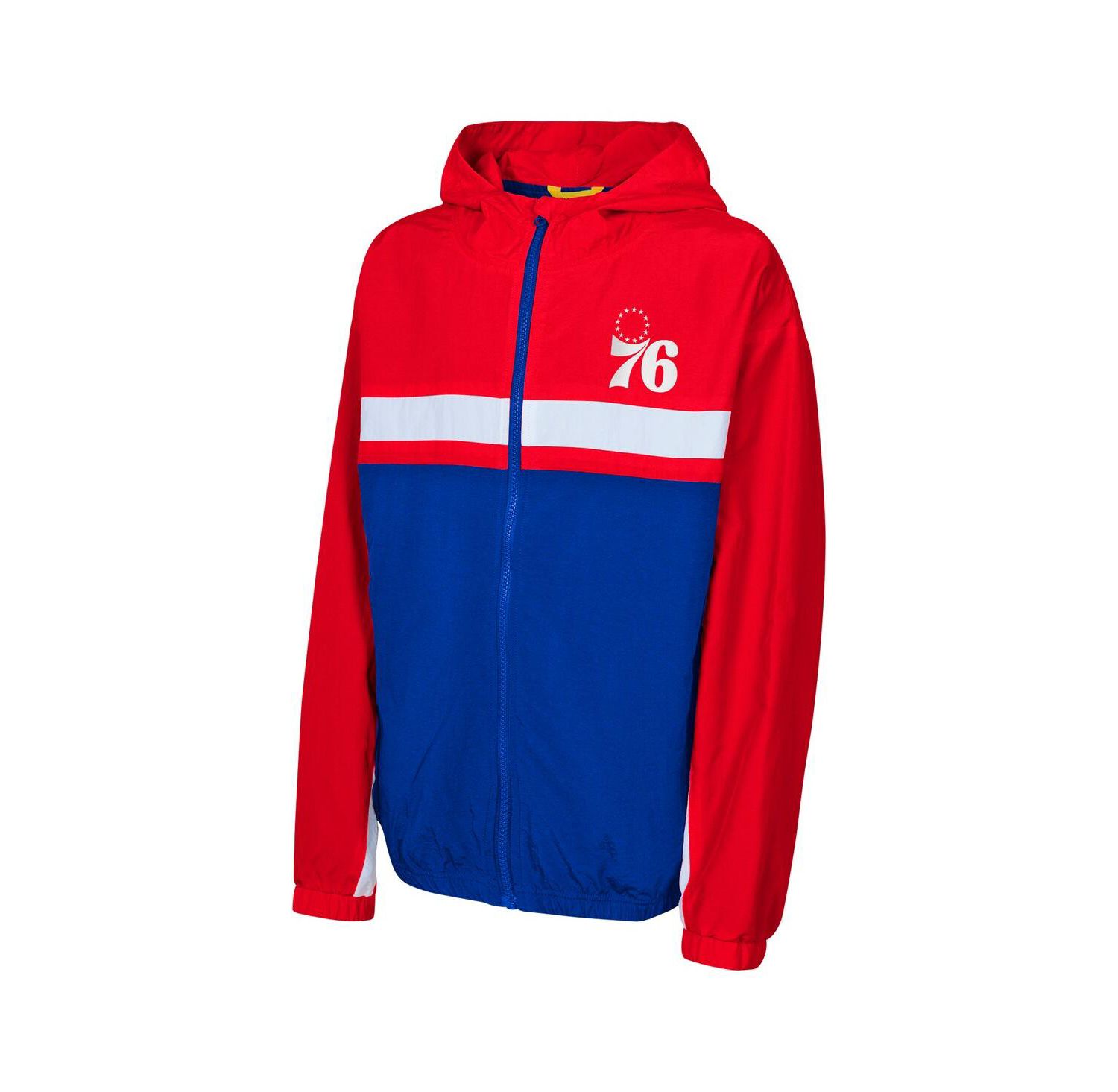 Big Boys and Girls Red Philadelphia 76ers Headliner Windbreaker Full-Zip Hoodie Jacket