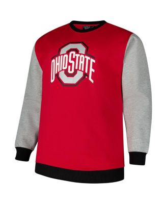 Men's Scarlet Ohio State Buckeyes Contrast Sleeve Large Chest Big Tall Pullover Sweatshirt