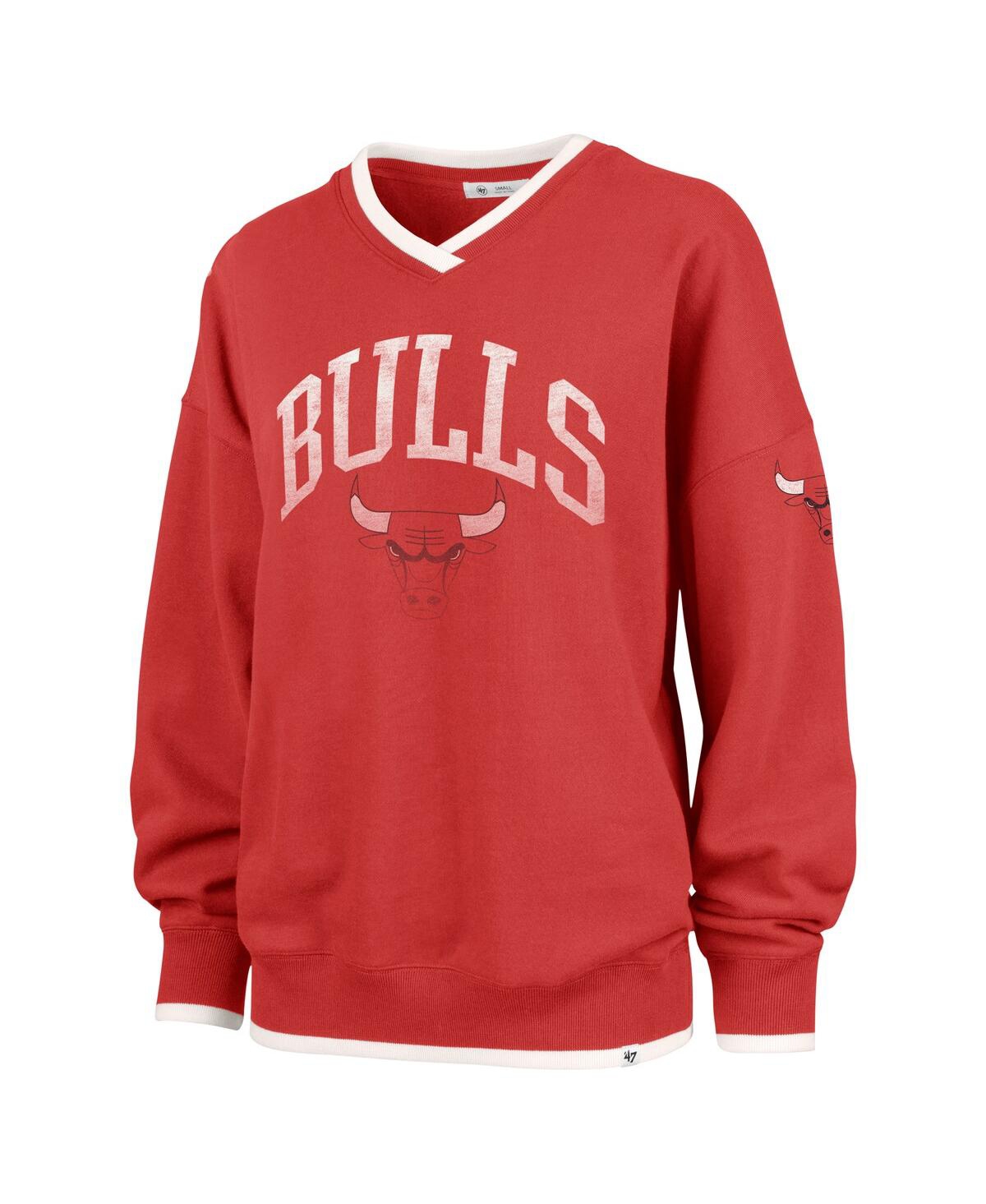 Shop 47 Brand Women's Red Chicago Bulls Rise Pack Daze '80s Oversized Pullover Sweatshirt