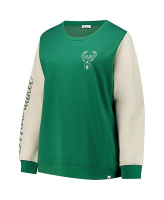 Women's Hunter Green Milwaukee Bucks Plus Size Oversized Rise Andie Pullover Sweatshirt