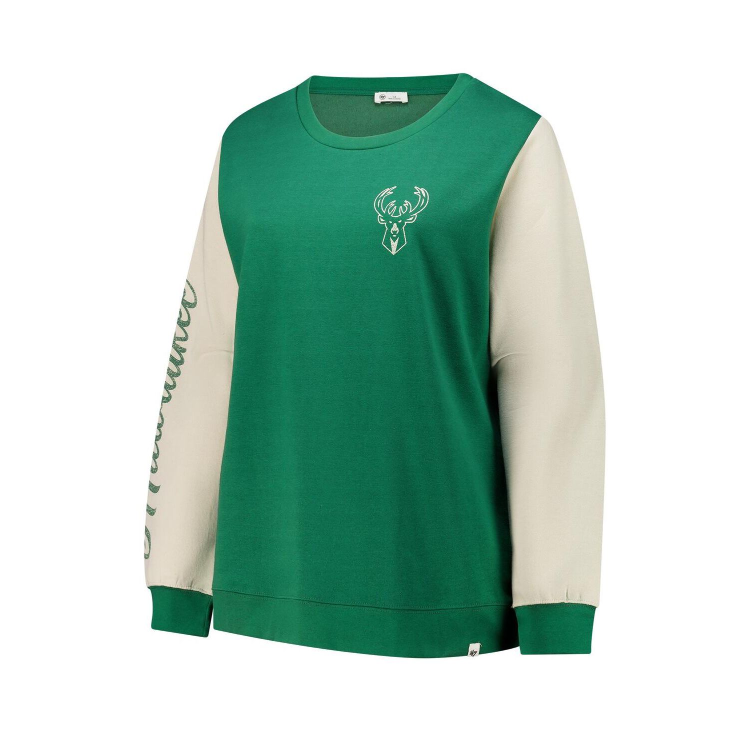 Women's Hunter Green Milwaukee Bucks Plus Size Oversized Rise Andie Pullover Sweatshirt