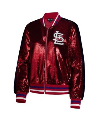 Women's Red St. Louis Cardinals Sequin Full-Zip Bomber Jacket
