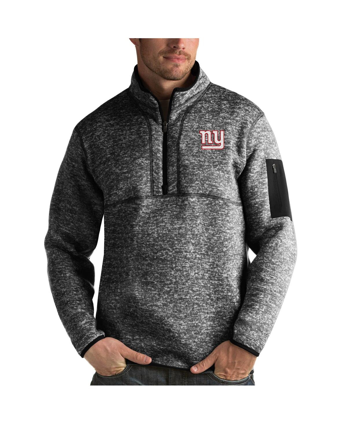 Men's Heather Black New York Giants Fortune Quarter-Zip Pullover Jacket - Heather Black