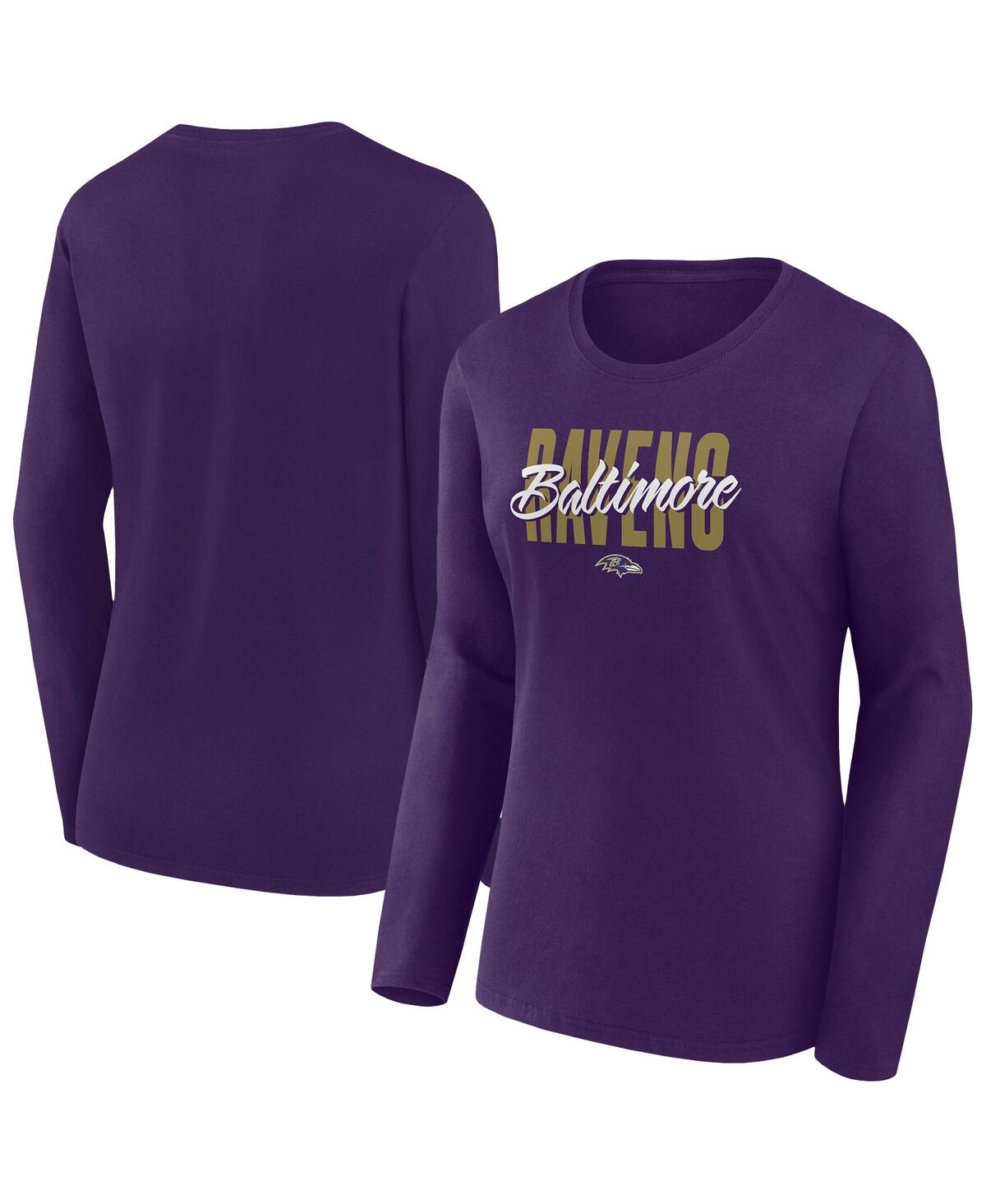 FANATICS WOMEN'S PURPLE BALTIMORE RAVENS LONG SLEEVE SCOOP NECK T-SHIRT 