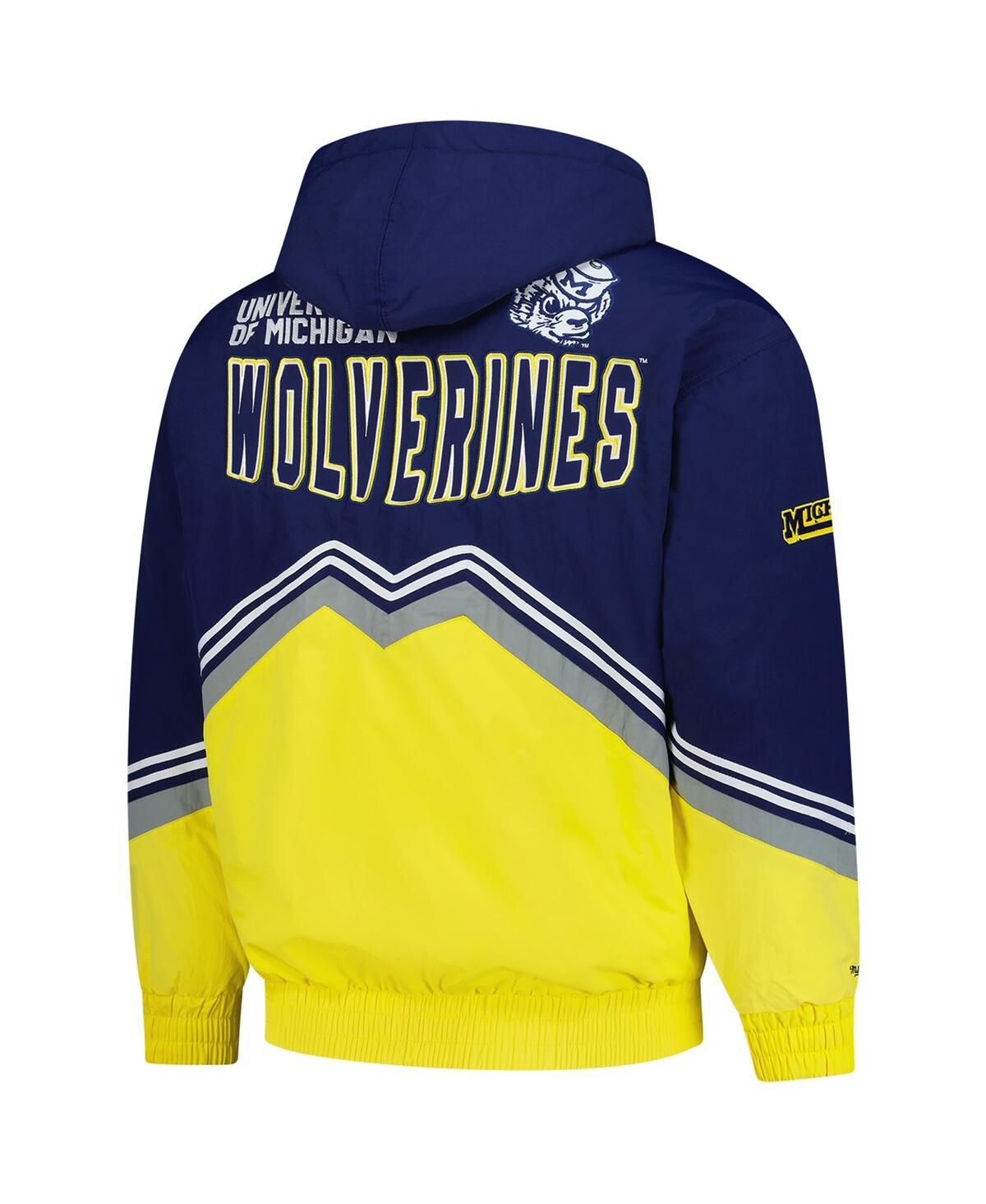 Mitchell & Ness Men's Navy/maize Michigan Wolverines Throw It Back Retro Full-zip Windbreaker Jacket In Navy,maize
