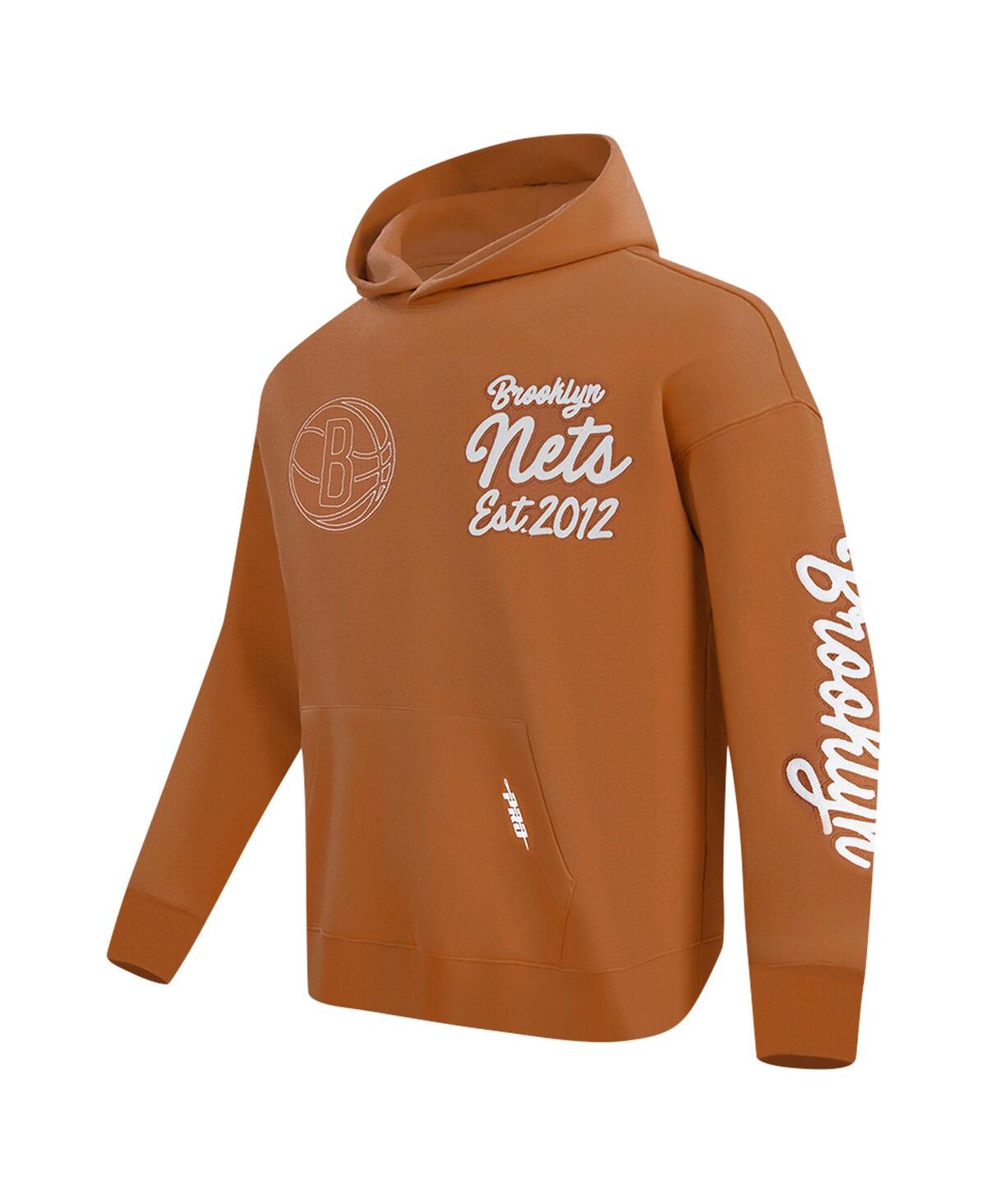 Pro Standard Men's Brown Brooklyn Nets Paint The City Drop Shoulder Pullover Hoodie In Brown