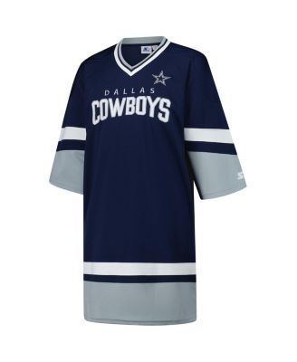 Women's Navy Dallas Cowboys Slap Shot V-Neck 3/4 Sleeve Sneaker Dress