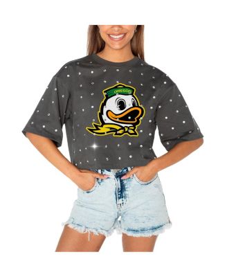 Gameday Couture - Women's  Gray Oregon Ducks Go Time Rhinestone Crop T-Shirt