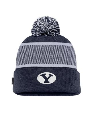Nike - Men's Navy BYU Cougars 2024 Sideline Peak Cuffed Knit Hat with Pom