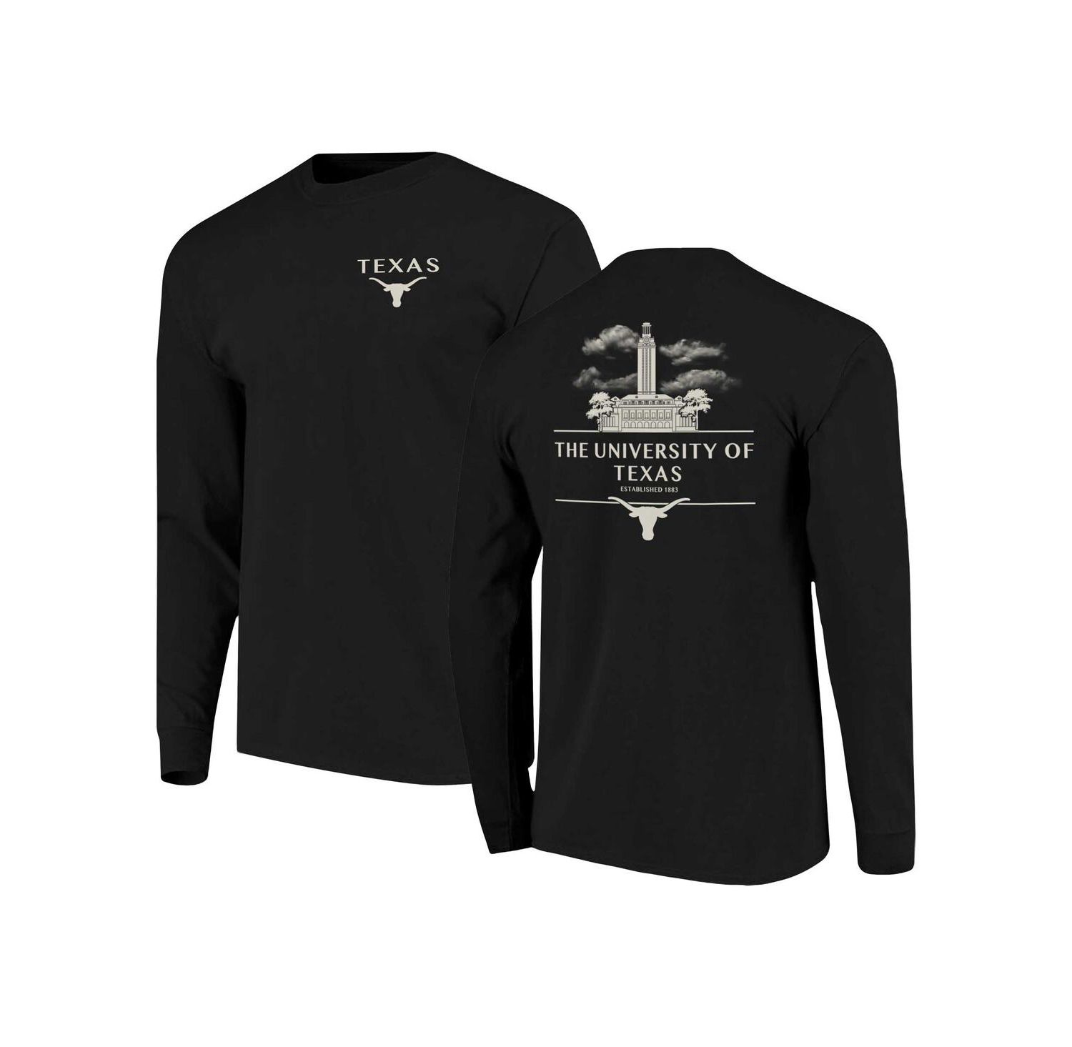 Men's Black Texas Longhorns Comfort Colors Campus Nights Long Sleeve T-Shirt