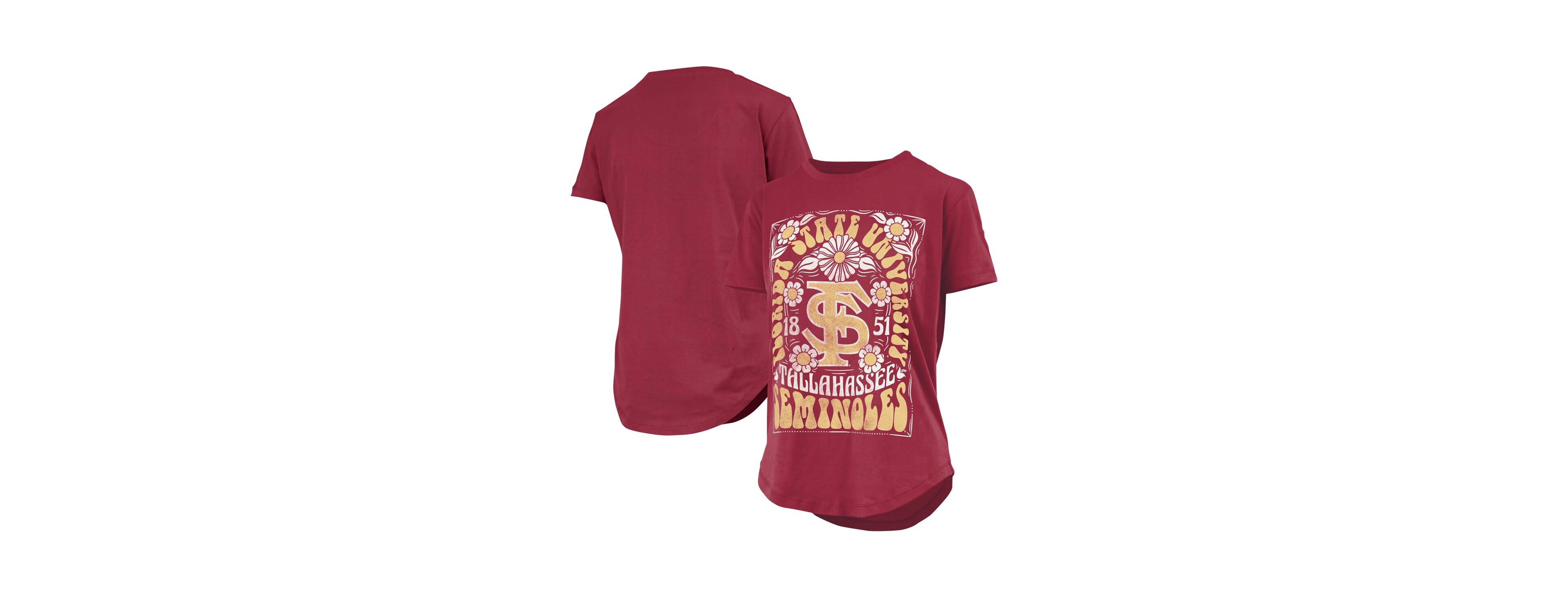Pressbox Women's Garnet Florida State Seminoles Irvine Floral Team Color T-Shirt