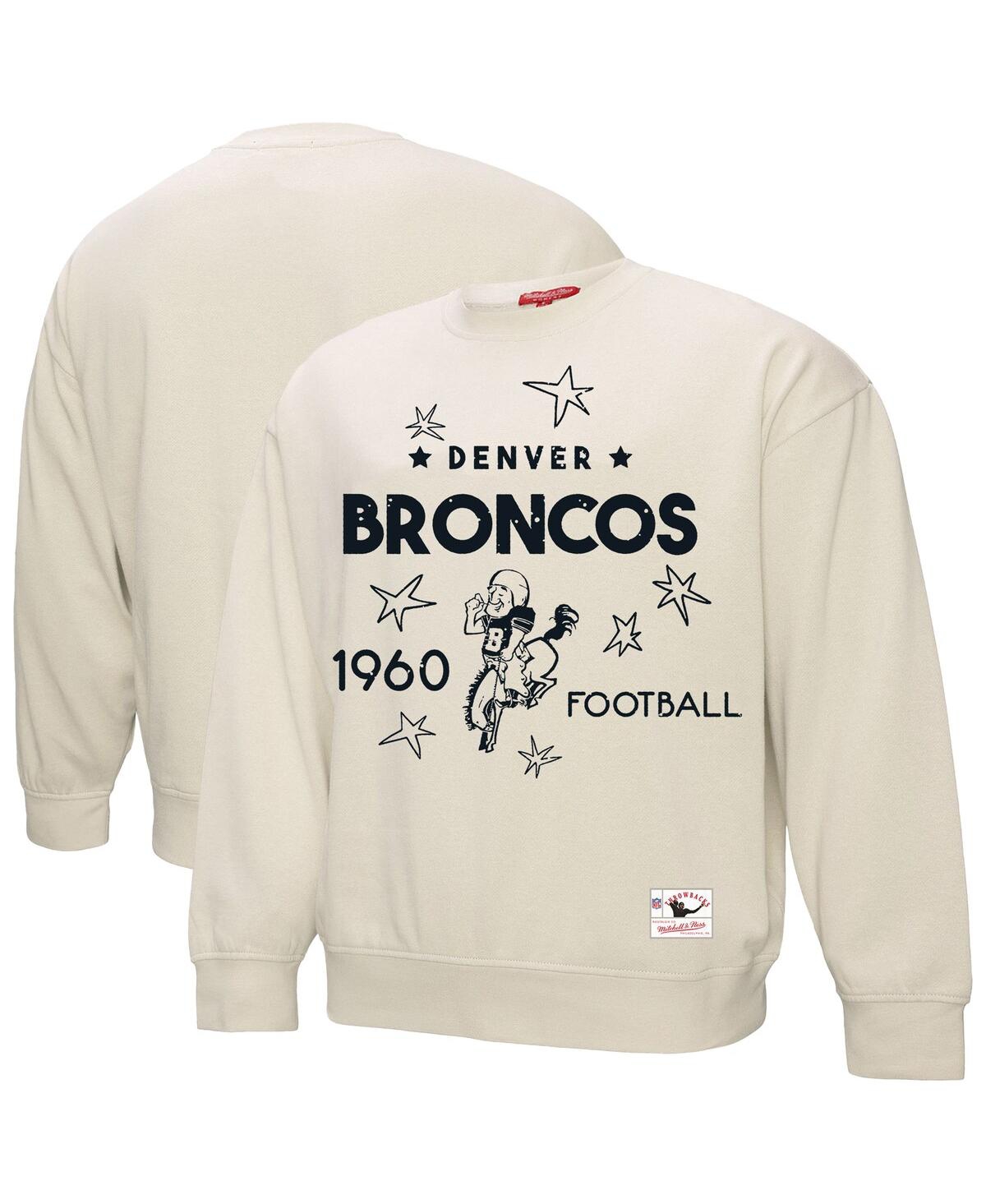 Women's Cream Denver Broncos Shooting Stars Pullover Sweatshirt - Cream