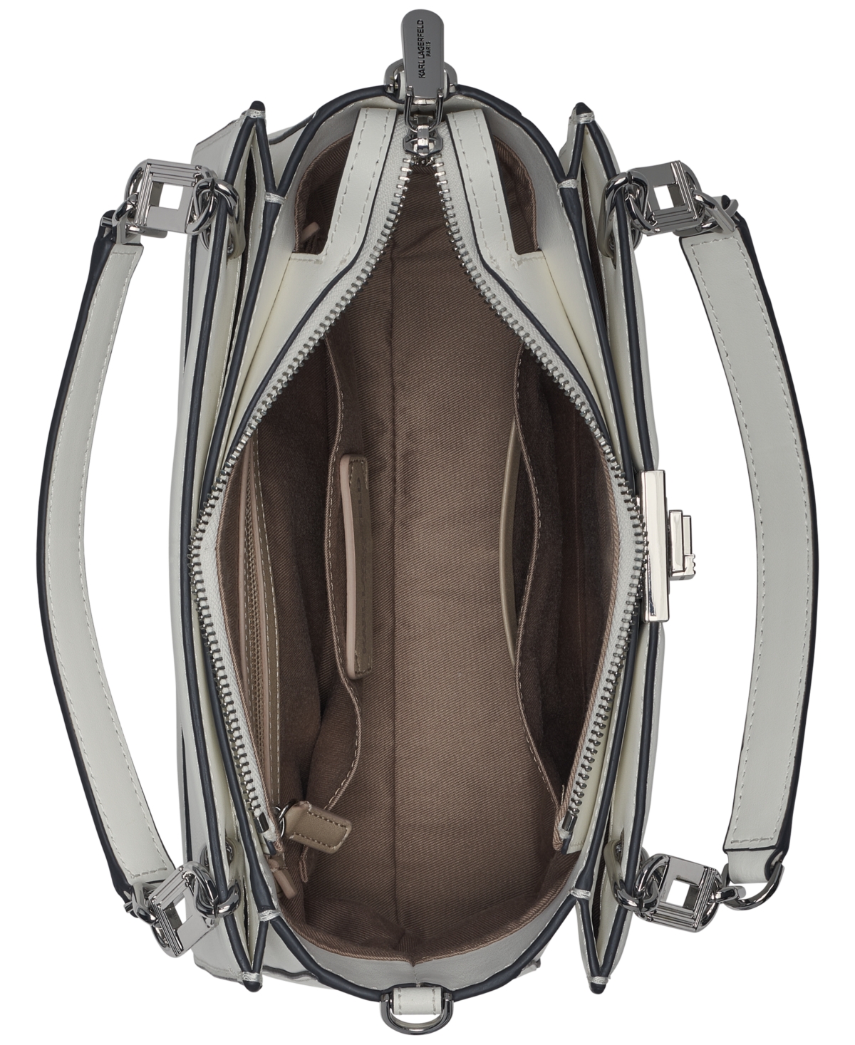 Karl Lagerfeld Ivette Small Leather Satchel In Winter White
