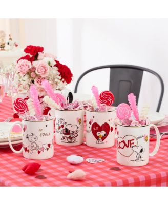 Snoopy Valentine's Assorted Day Mugs, Set of 4